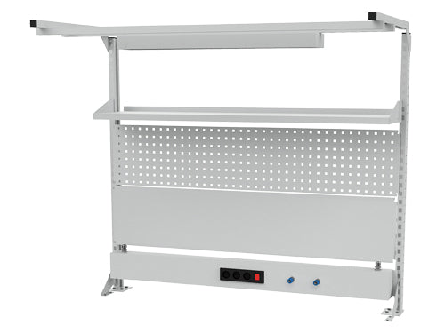 Bedrunka+Hirth Multi-Wand-Aufbau Breite 1500 mit Obergestell, 1x Energiekanal, 1x Lochwand, 1x Magnetwand, 1x Fachboden