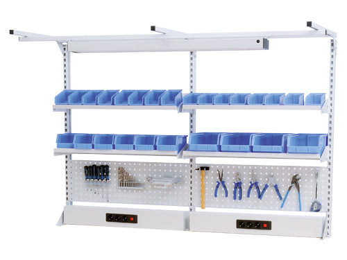 Bedrunka+Hirth Multi-Wand-Aufbau Breite 2000 mit Obergestell, 2x Energiekanal, 2x Lochwand, 6x Fachboden