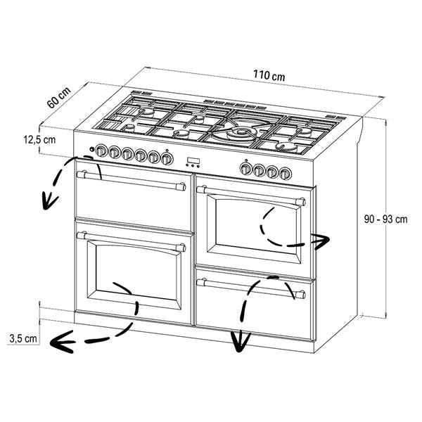 STOVES STERLING Deluxe S1100 DF GAS Schwarz