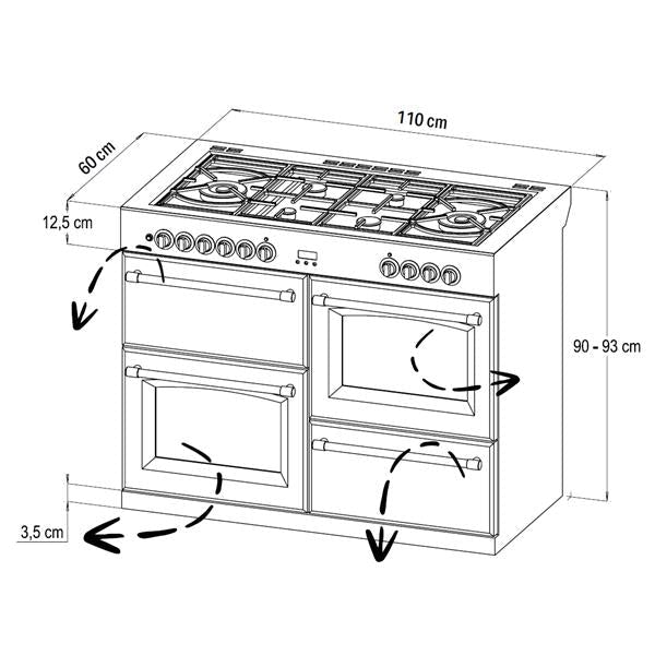 STOVES PRECISION S1100 Deluxe GTG DF Gas auf Glas Schwarz/Chrom