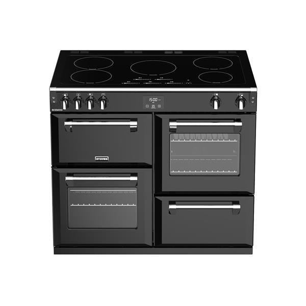 STOVES - Richmond S1000 Ei Black und STOVES Retro Kühl- Gefrierkombination Breeze 190 Black