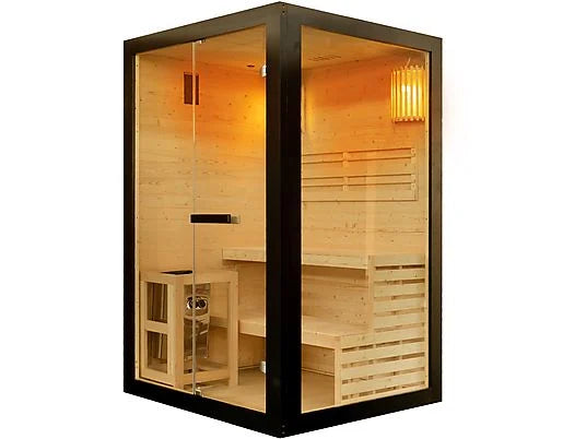 Sanotechnik Finnische Sauna PANORAMA BLACK Sauna 2 Pers.130x120x200 cm