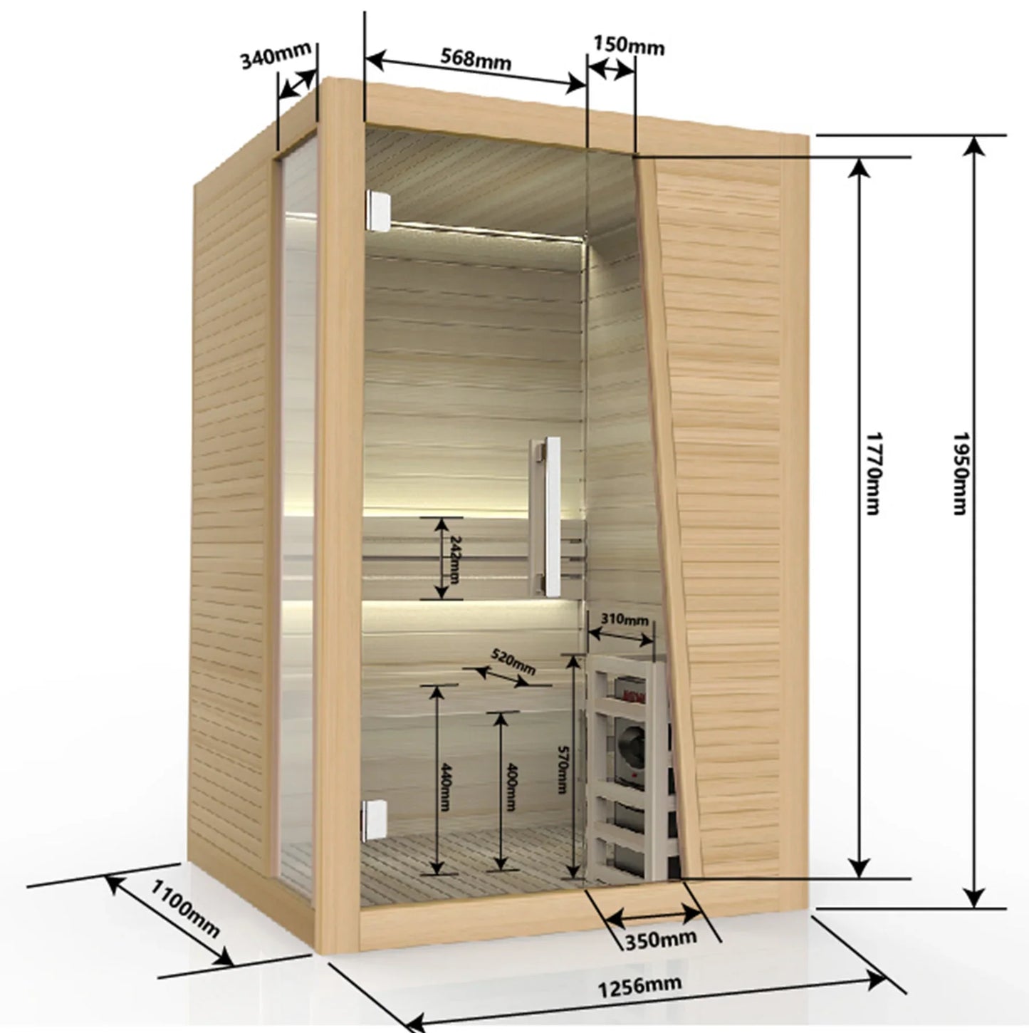 Sanotechnik Finnische Saune TAMPERE Sauna 2 Pers.125x110x195 cm