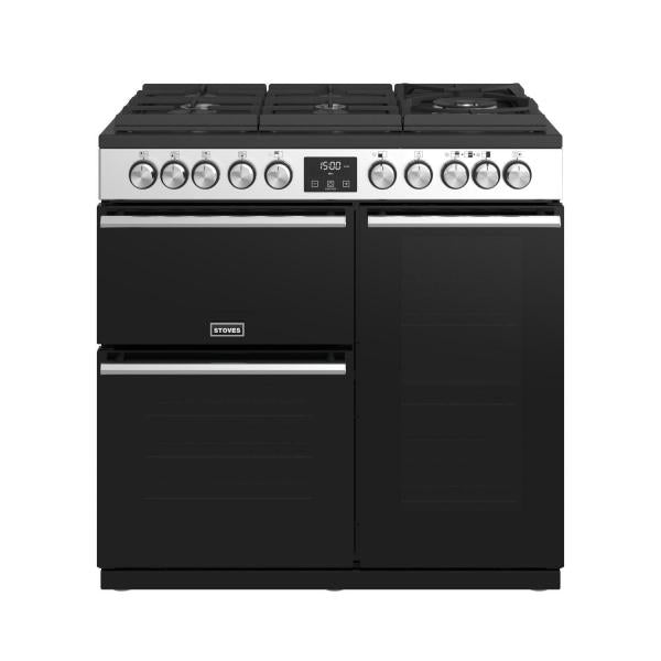 STOVES PRECISION S900 Deluxe GTG DF Gas auf Glas Edelstahl-Schwarz