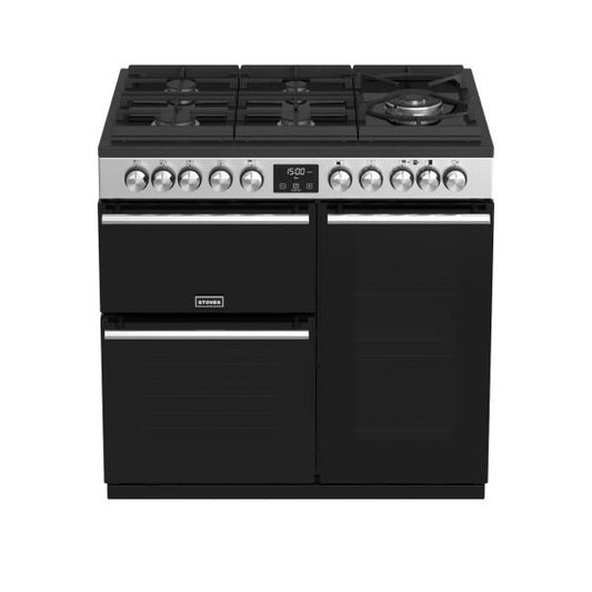 STOVES PRECISION S900 Deluxe GTG DF Gas auf Glas Edelstahl-Schwarz