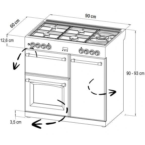 STOVES PRECISION S900 Deluxe GTG DF Gas auf Glas Edelstahl-Schwarz