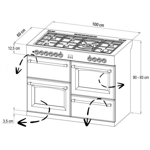 STOVES PRECISION S1000 Deluxe DF GAS Edelstahl/Schwarz