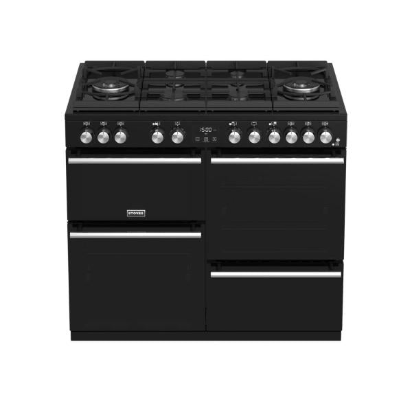 STOVES PRECISION S1000 Deluxe GTG DF Gas auf Glas Schwarz/Chrom