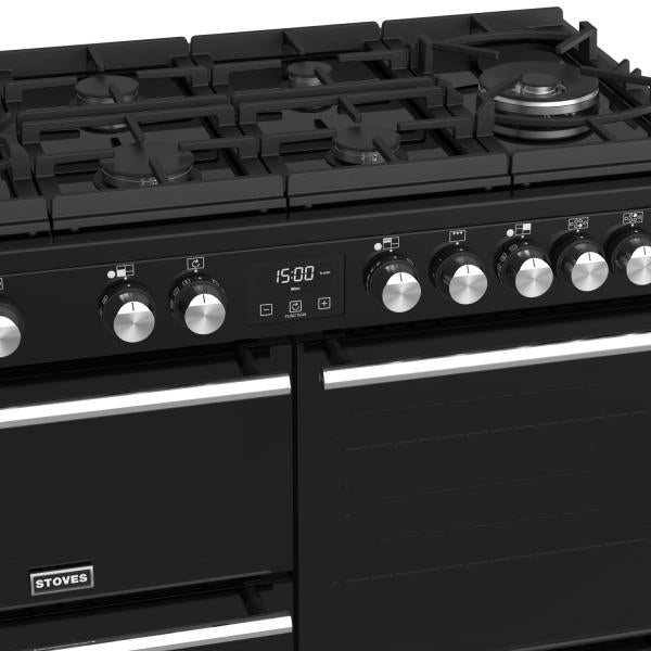 STOVES PRECISION S1000 Deluxe GTG DF Gas auf Glas Schwarz/Chrom