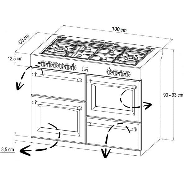 STOVES PRECISION S1000 Deluxe GTG DF Gas auf Glas Schwarz/Chrom