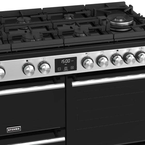 STOVES PRECISION S1000 Deluxe GTG DF Gas auf Glas Edelstahl/Schwarz