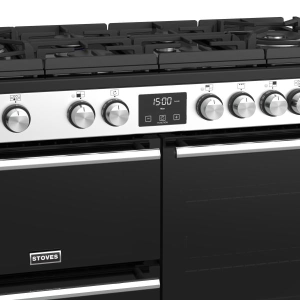 STOVES PRECISION S1000 Deluxe GTG DF Gas auf Glas Edelstahl/Schwarz