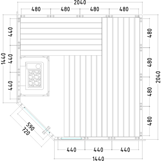 Sentiotec Harvia Komfort Corner Massivsauna